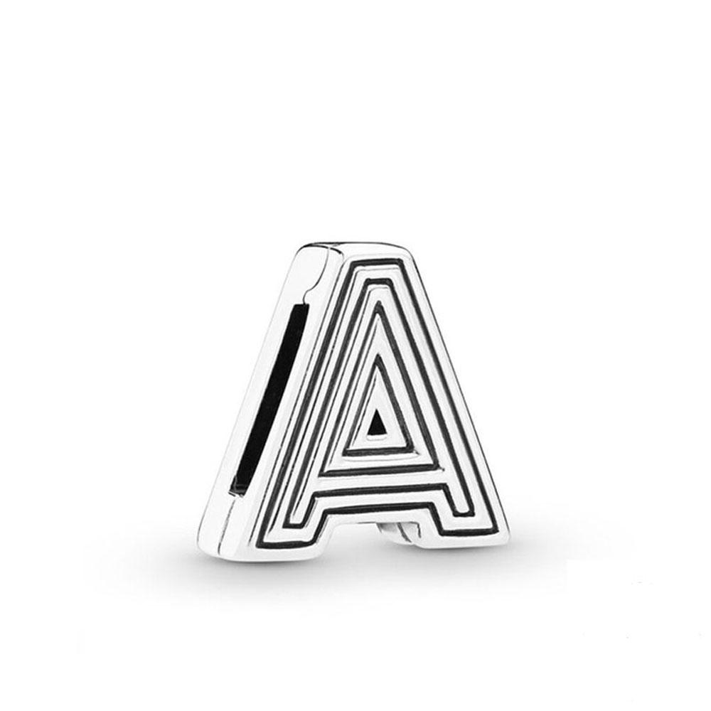 Европейский Новый Посеребренный Медный Шарм-Подвеска в Виде Тонкого Зажима с 26 Буквами, Подходит для Оригинального Браслета, Ювелирное Изделие для Подарка