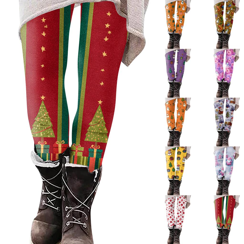 Женские рождественские облегающие эластичные повседневные брюки для йоги