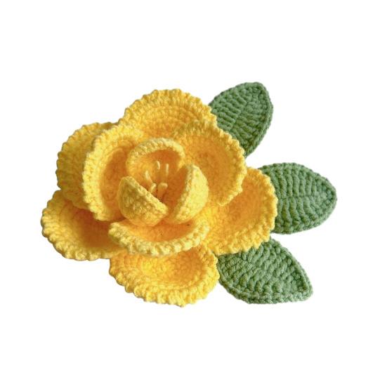 Ручная вязка крючком Цветок пиона Вязаный хлопковый букет пионов с листьями и длинным стеблем для свадебного домашнего декора Подарки на день рождения и годовщину