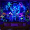 Uv Fluorescent Tapestry Blacklight Under The Sea Tapestry Hippie Bedroom Gothic Home Decor Aesthetic Room Decoration Boho Decor