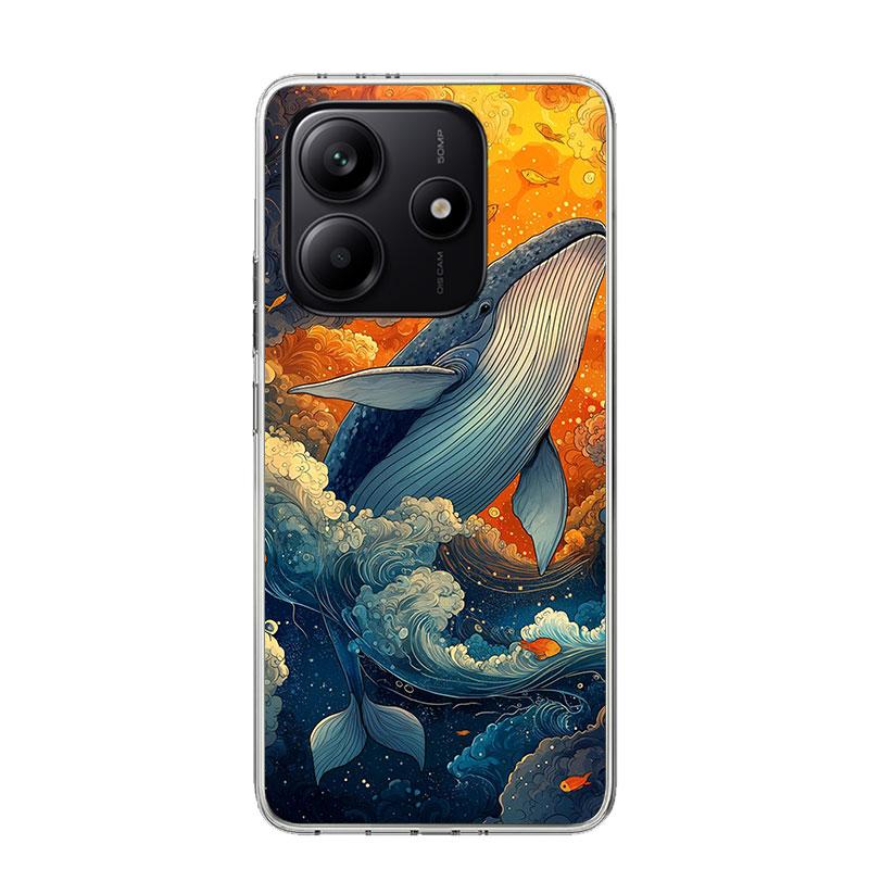 Чехол для телефона Горбатый кит Морской гигант для Xiaomi Redmi Note 15 14 13 12S 12 Pro Plus 11S 11E 11 11T 10S 10 Арт Мягкий чехол с рисунком