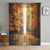 Autumn Park Forest Sheer Curtains Living Room Window Tulle Curtains For Bedroom Kitchen Home Decoration Voile Drapes