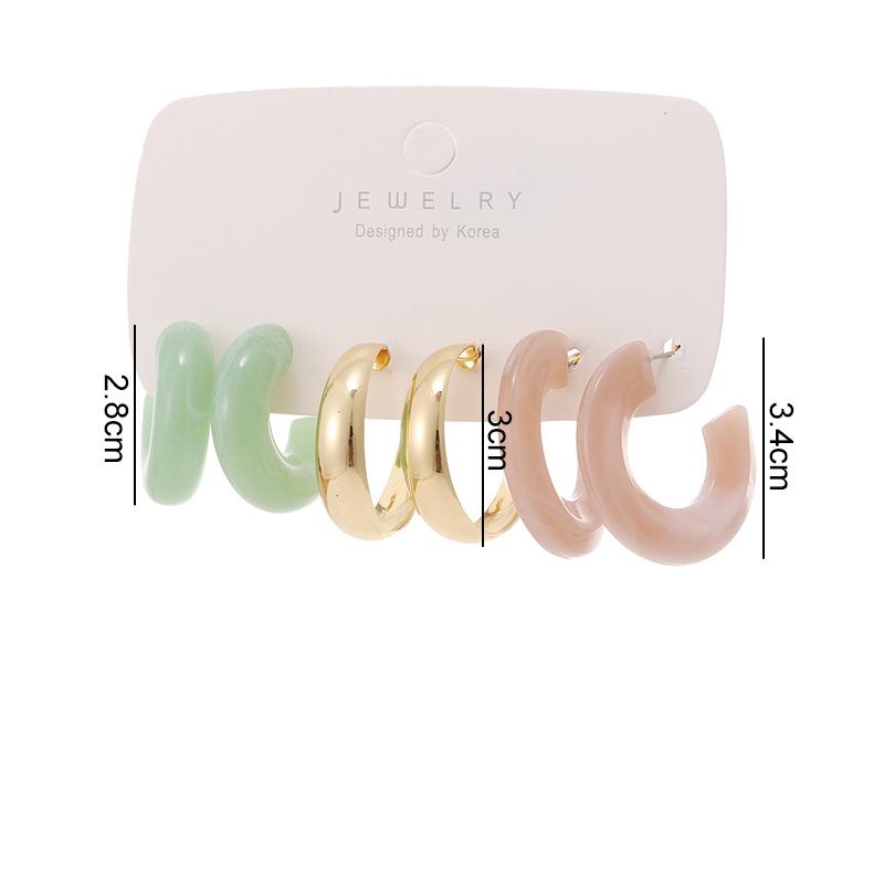 Набор серег-колец из акриловой смолы в стиле панк для женщин, модные круглые серьги, темпераментные трендовые ювелирные изделия