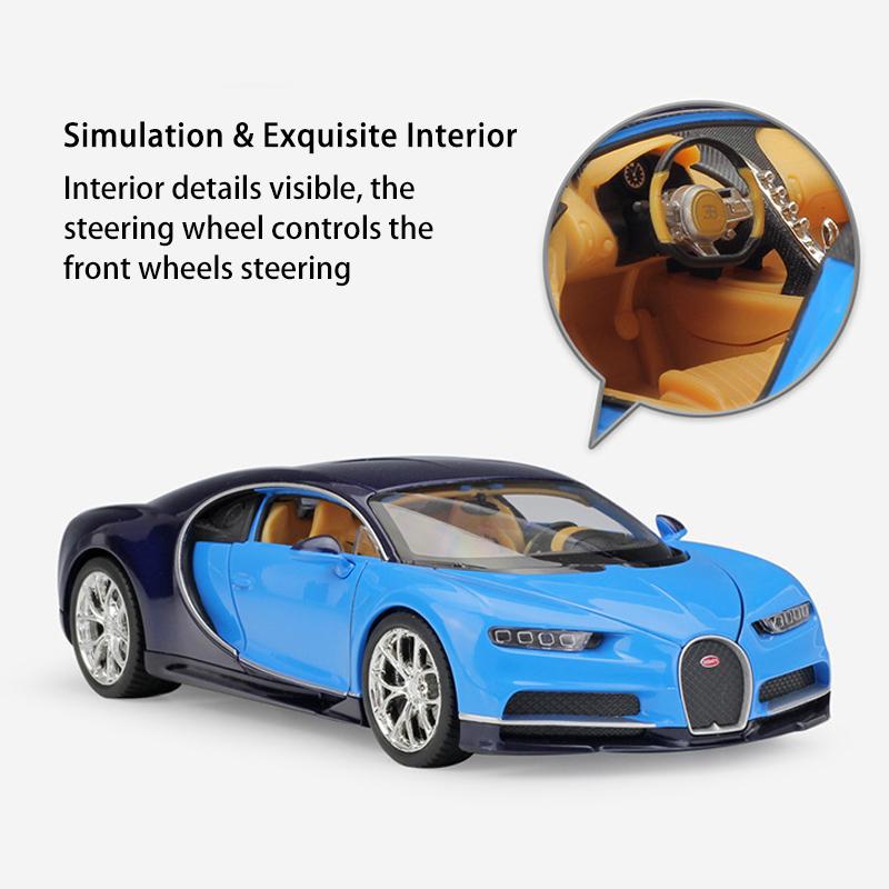 Масштаб 1/24 Welly Bugatti Chiron, модель автомобиля из сплава, литье под давлением, металлические игрушечные автомобили, модель автомобиля, коллекция высокой имитации, детские подарки