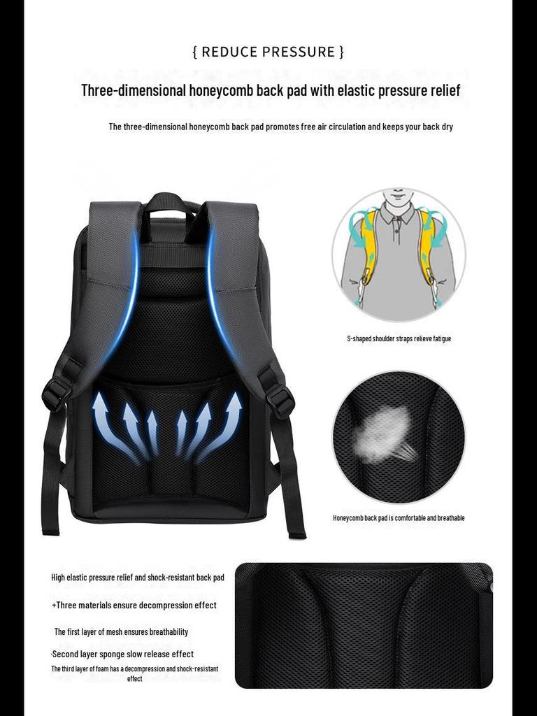 Мужской водонепроницаемый рюкзак для путешествий и бизнеса высшего класса - Большая вместимость