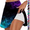 Women's Fashion Printed Casual Sports Fitness Running Yoga Tennis Skirt Pleated Short Skirt Shorts Half Skirt