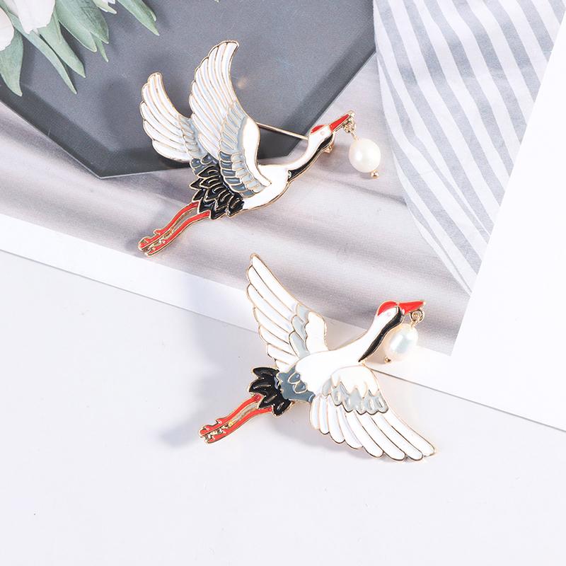 1 шт., жемчуг, журавли, эмалированная булавка, винтажная подвесная брошь в виде птицы, женские роскошные ювелирные изделия