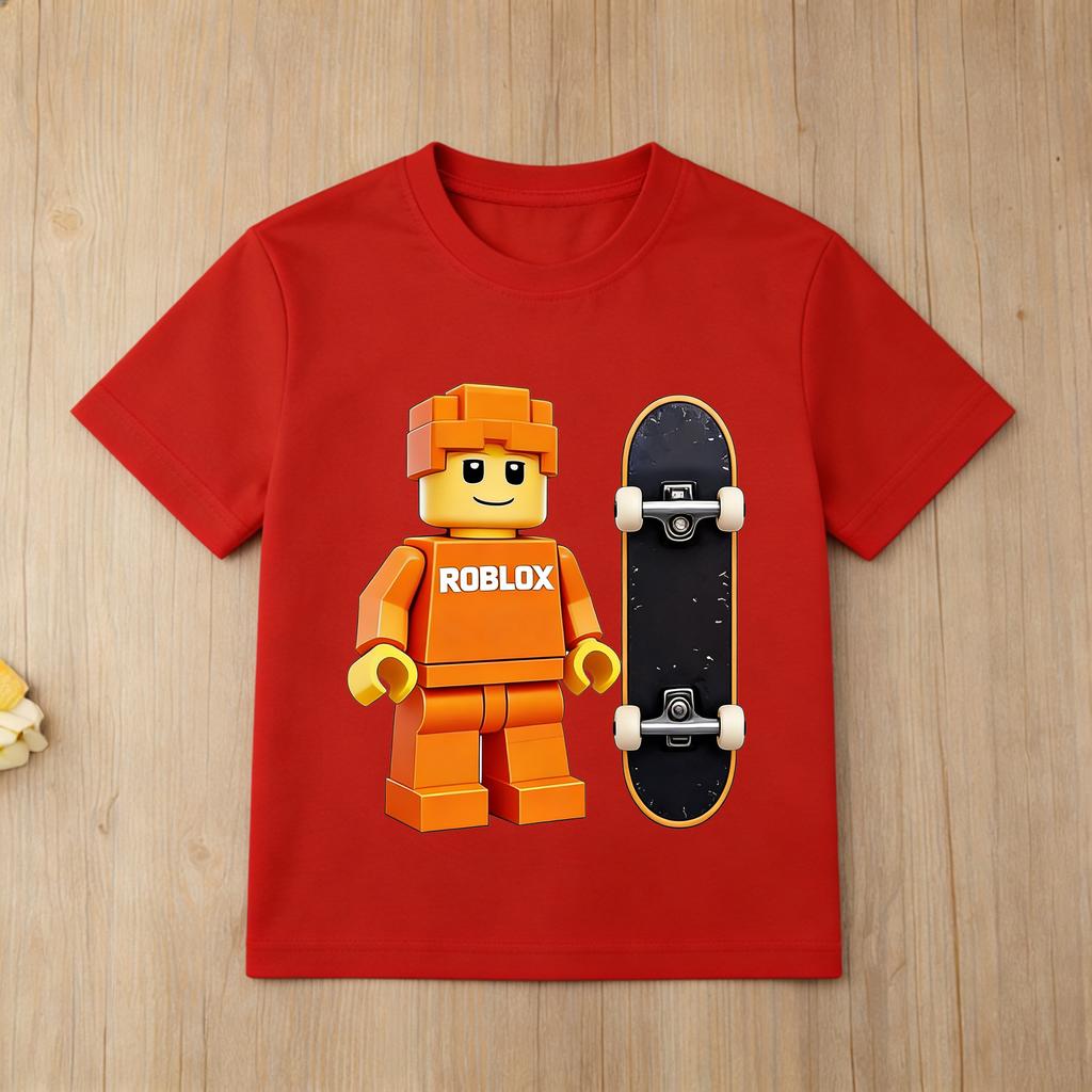 Мальчики Roblox Геймерская Футболка Скейтборд Мультяшная Графическая Футболка Детская Повседневная Хлопковая С Коротким Рукавом Летние Топы