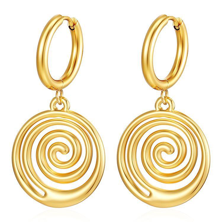 European and American fashion trend pendant earrings women's trend electroplated 18K gold stainless steel earrings earrings