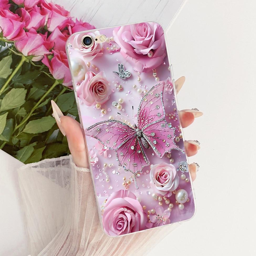 Transparent Casing For iPhone 6s Phone Case For iPhone 6 Cover Luxury Fashion Butterfly Funny Cute Painted