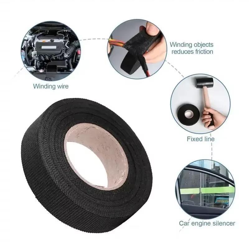 Waterproof Cable Adhesive Tape Black Electrical Tape Heat Resistant Wire Harness Bundle Insulation Auto Wiring Fabric Cloth Wrap