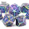 7 Pcs Blue Red Double Swords Metal Dice Solid Polyhedral Dice Set Suitable for Role-Playing RPG  DND Pathfinder Board Game