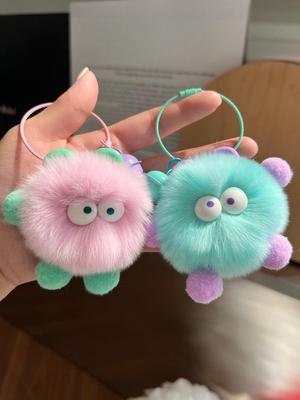 Милый мех кролика выдры, маленький брикет, автомобильный брелок, подвеска, корейская сетка, плюшевая школьная сумка знаменитостей, подвесной подарок