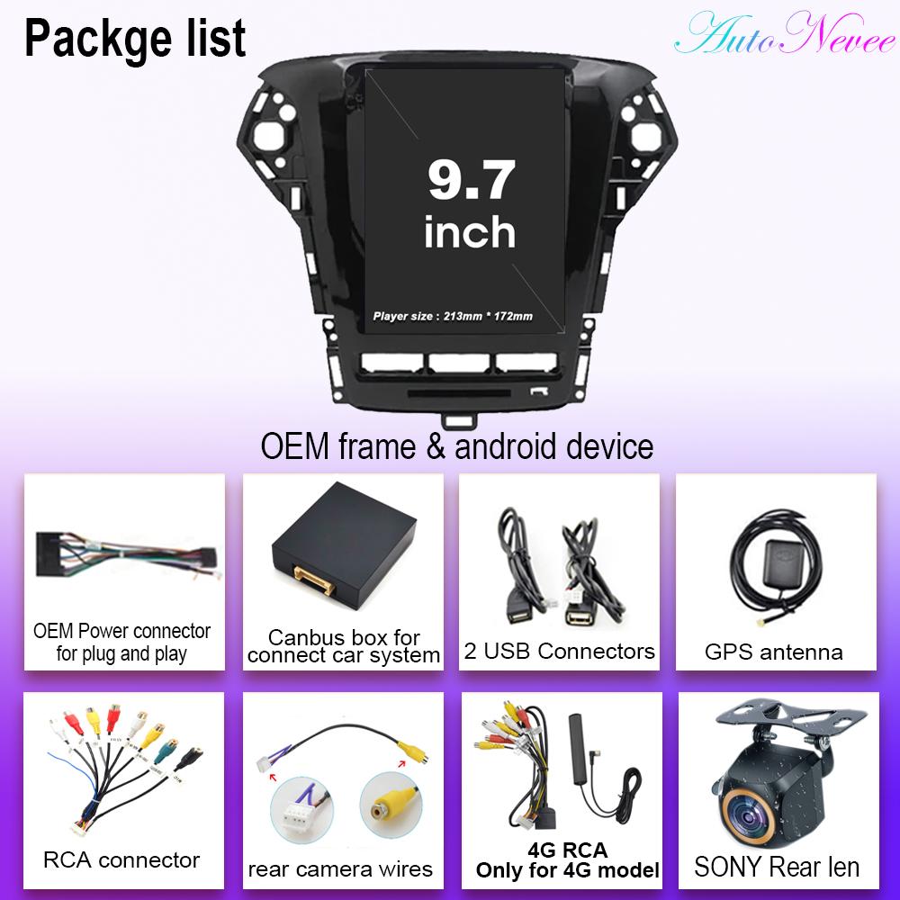 Для Ford Mondeo MK4 2011-2013 Автомагнитола Carplay Android 14 DSP Мультимедиа Авто 4G WIFI BT 9,7-дюймовый экран Авторадио Стерео QLED