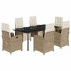 VidaXL Ensemble à Manger de Jardin avec Coussins 7 pcs, Table et Chaises avec Dossier et Repose-pied Réglables 3212582