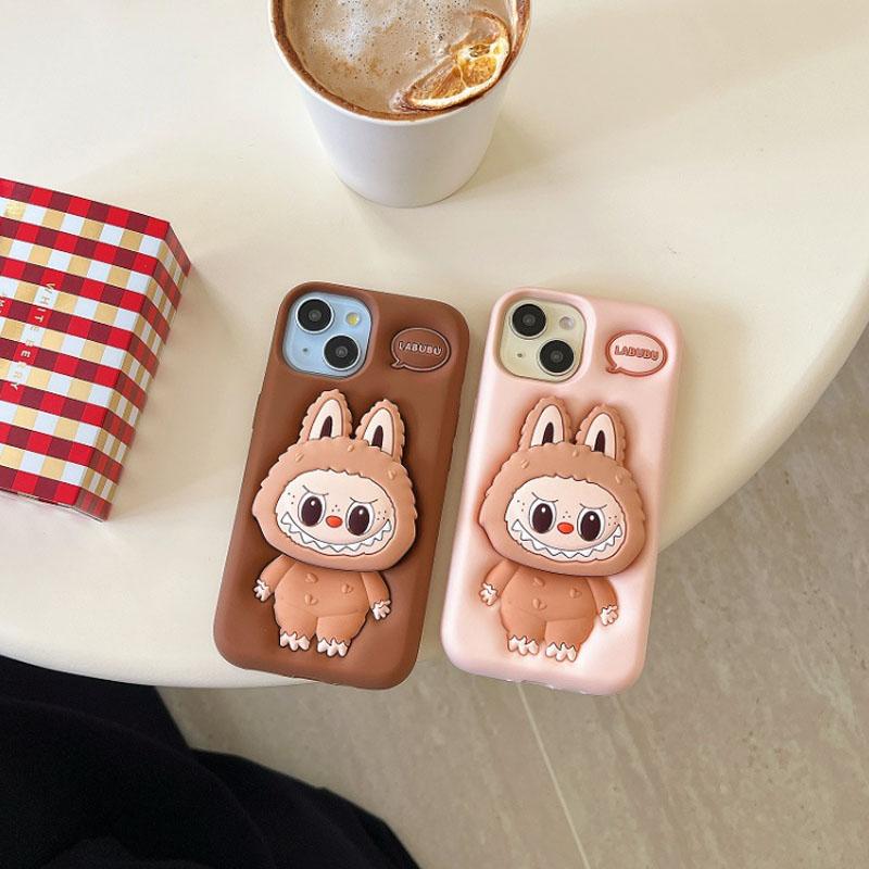 1Pc Kawaii Labubu Phone Case Holder Anti Slip Anti Fall Protective Cover Cute Cartoon Suitable for Iphone15promax Iphone13pro 14pro