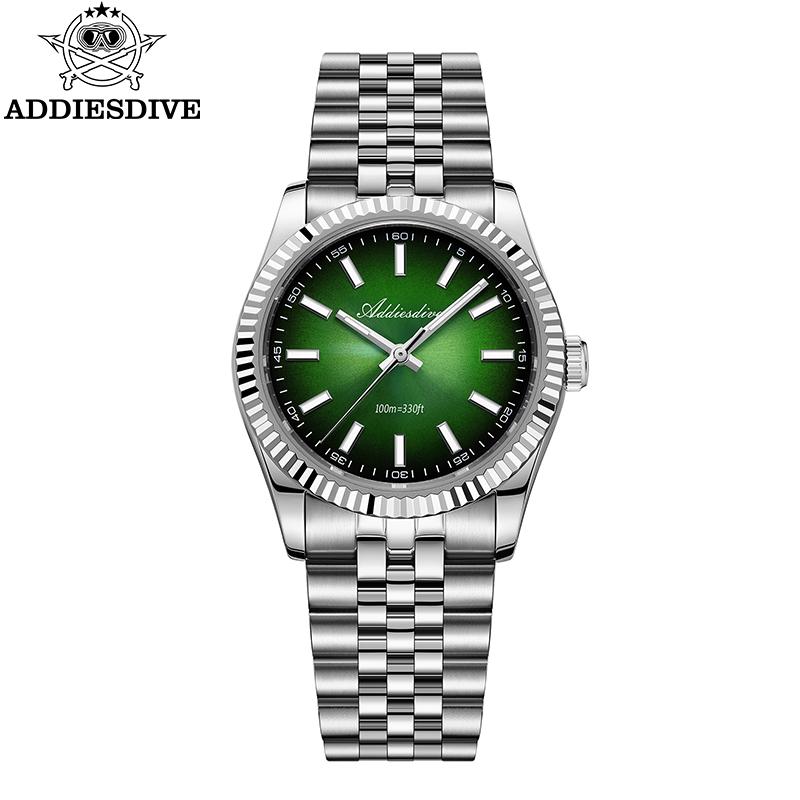 ADDIESDIVE Quartz Women's Wristwatch Japan VH31 Stainless Steel 100m Waterproof Sapphire Glass Luminous Business Woman Watch