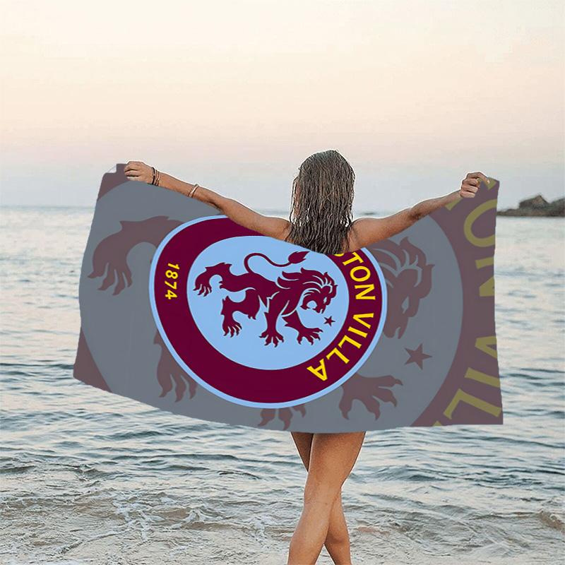 1pc Aston Villa Beach Towel, Beach and Seaside Swimming Pool Equipment, Fashion Pattern, Rectangular, Travel Essentials