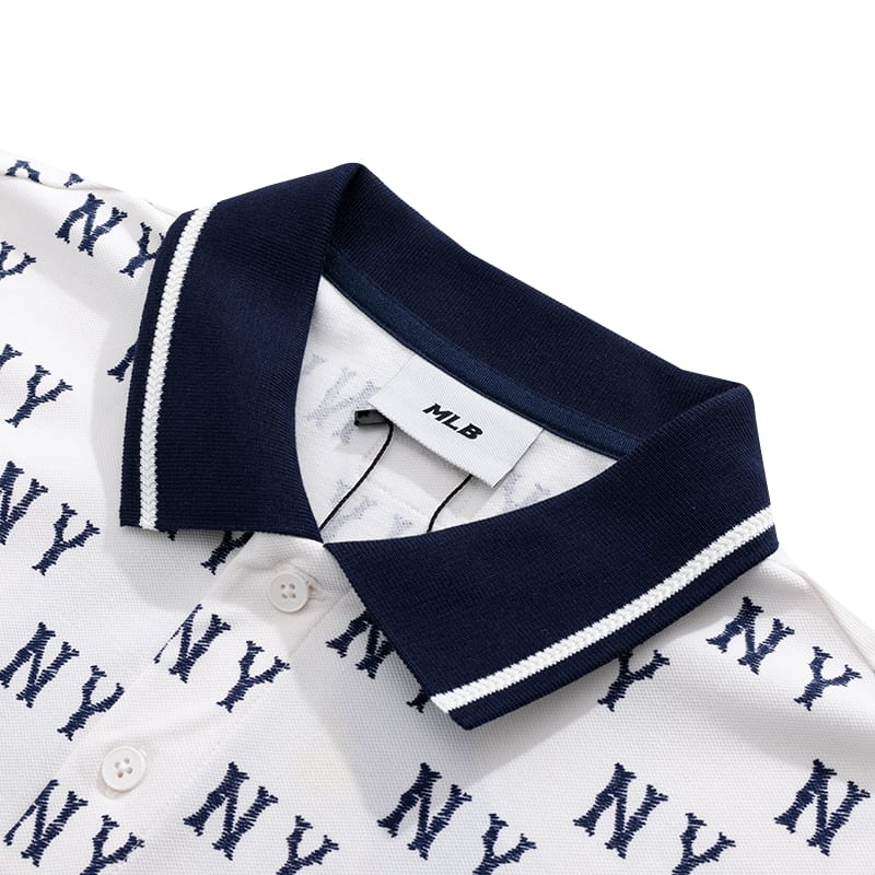 MLB Монограмма NEW YORK YANKEES SS25 Поло Унисекс Слоновая кость 3APQM0153-50IVS