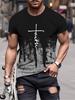 Men's Gradient Color And Alphabet 3D Printed Men's T-shirt FAITH With Crew Neck Short Sleeve Casual Trendy Tops