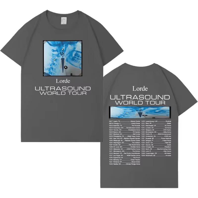 Футболка с принтом Lorde Ultrasound World Tour Мужская Женская Хип-хоп Футболка Y2K Хлопок Харадзюку Футболка Повседневная Поп Короткий рукав