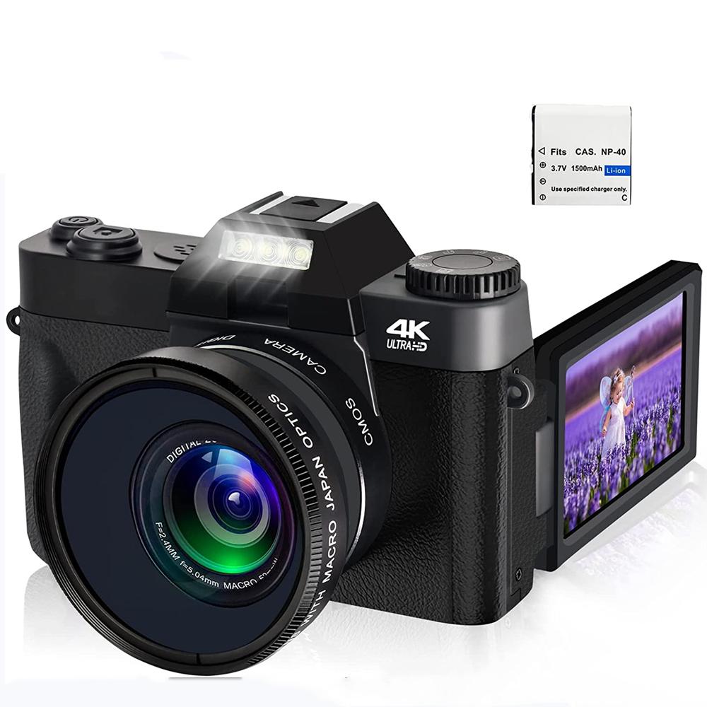 3,0-дюймовая цифровая камера 4k видеокамера для видеоблогов с откидным экраном на 180° цифровая веб-камера для селфи для Youtube широкоугольный макрообъектив