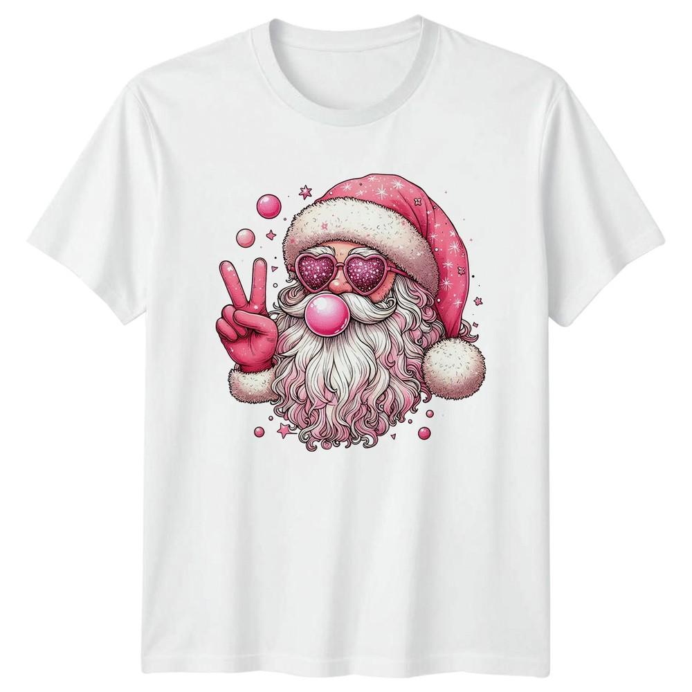 Pink Santa Claus Christmas Holiday Graphic Unisexs TShirt Unisexs Tee