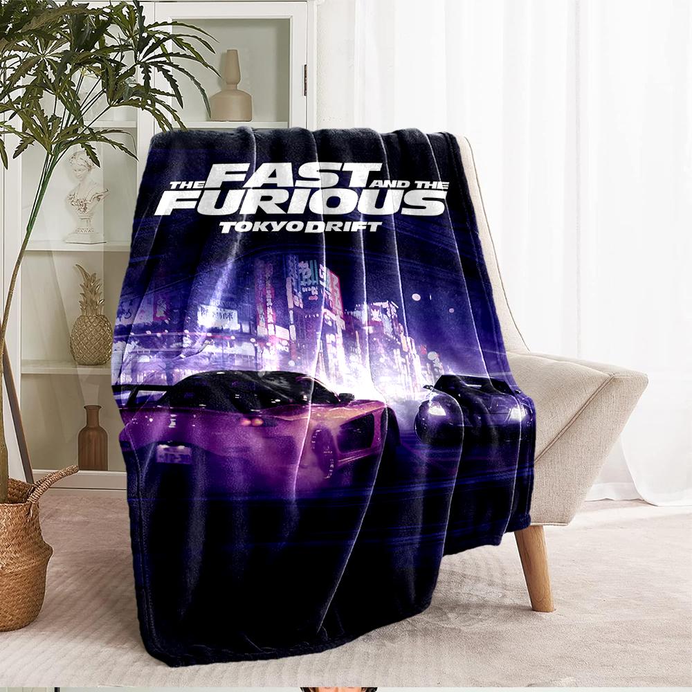 Fast & Furious Theme Printed Blanket - Perfect for Couch, Bed, Travel & Outdoor Use | Machine Washable, Cozy & Durable.