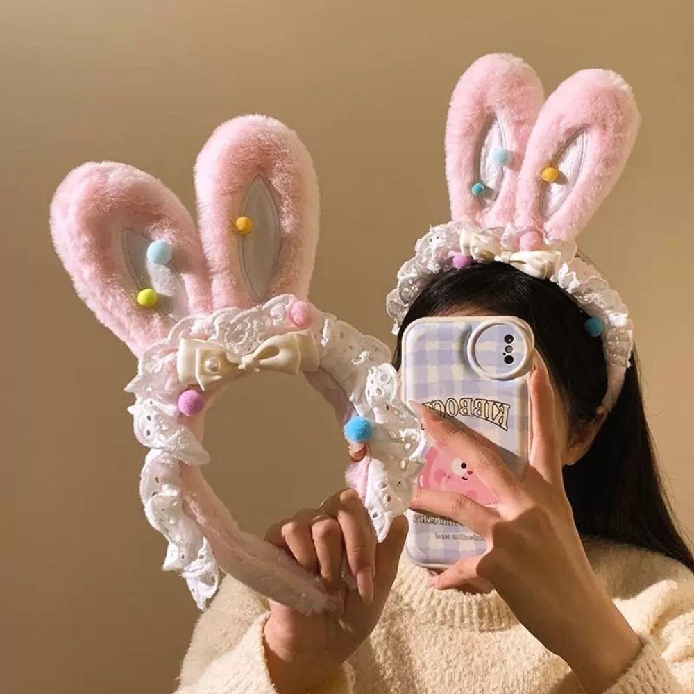 Нескользящая повязка на голову Клубничные кроличьи ушки Пучок для волос Милые аксессуары для волос Универсальная