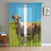 Тюлевая занавеска в стиле кантри с изображением коров, домашний офис, декор окна, спальня, кухня, балкон, современная прозрачная занавеска