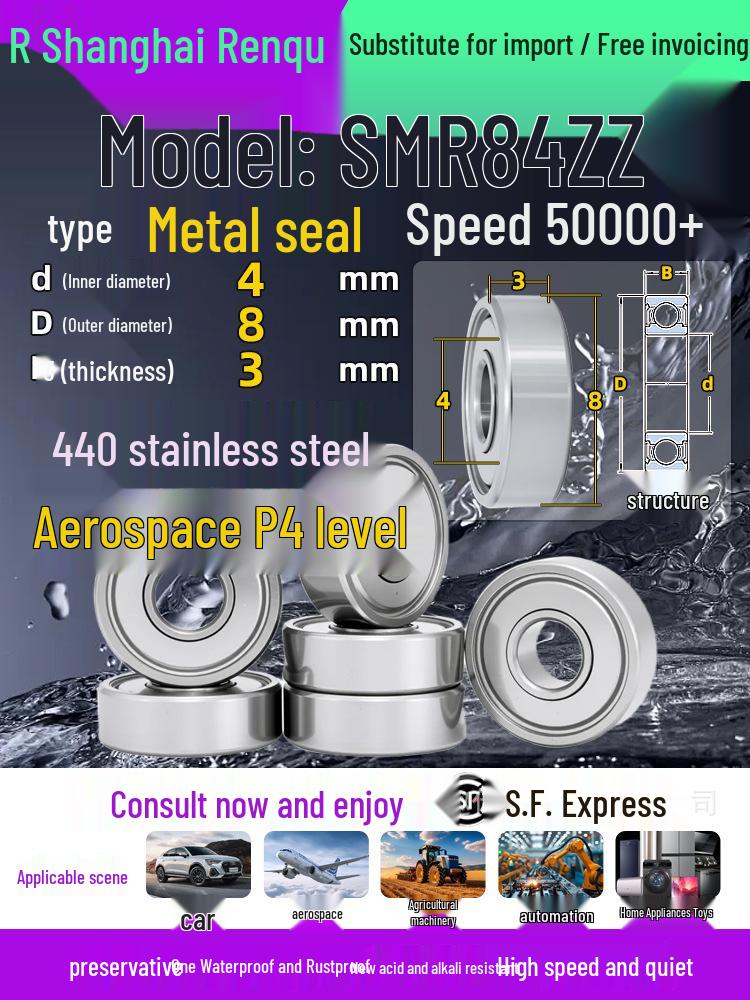 High-Speed Mini Micro Bearings Set: 440 Stainless Steel, 4 Models, 3 Bearings Each, Inner Diameter: 1, 2, 5, 6, 7, 8, 9, 10, 12mm