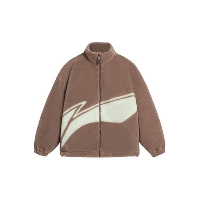 Подкладка Спортивная серия Lifestyle с цветным блоком и логотипом Повседневная куртка из овечьего флиса и хлопка Куртка унисекс Прянично-коричневая AJMS107-3