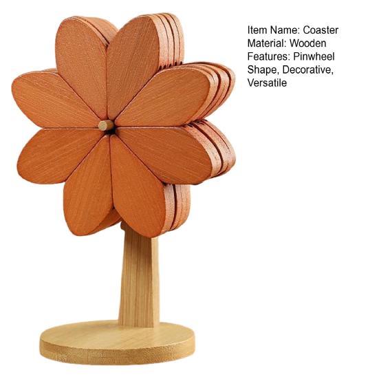 Набор деревянных подставок 5 шт./набор с подставкой, форма вертушки, сменный дизайн, термостойкие подставки, кухонный декор для столовой