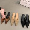 Женская обувь ретро на низком каблуке, внешние тапочки с леопардовым принтом, летние модные босоножки, классические элегантные туфли для повседневной носки