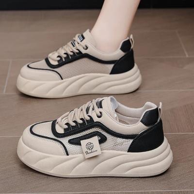 Дышащая сетка Белые туфли Женские Новые туфли-хлебцы Летние На толстой подошве Универсальные Высокие Мягкая основная пластина Туфли Женские