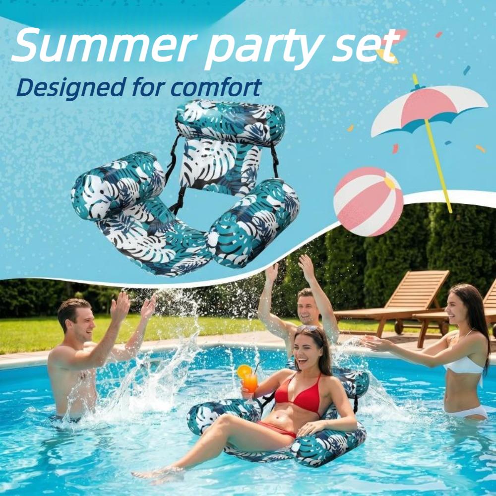 Inflatable Floating Pool Chair Heavy Duty Blow Up Lounge with Noodle for Adults Outdoor Lake Beach Backyard Party Seating Seat