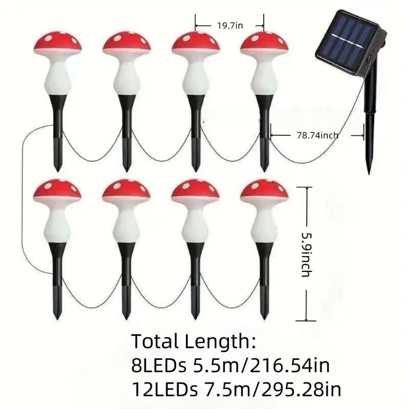 1PC Solar Mushroom Ground Plug Light Waterproof 8 Lighting Modes for Garden Lawn Patio Yard Pathway Outdoor Landscape Decor