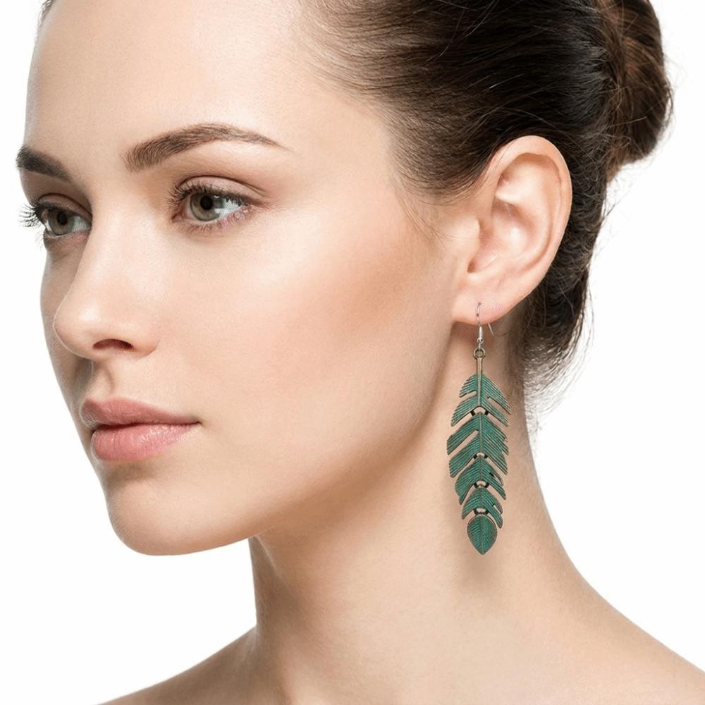 Royal Court Design Dangle Earrings Retro Metal Leaf Earrings Ethnic Earrings Leisure Gathering