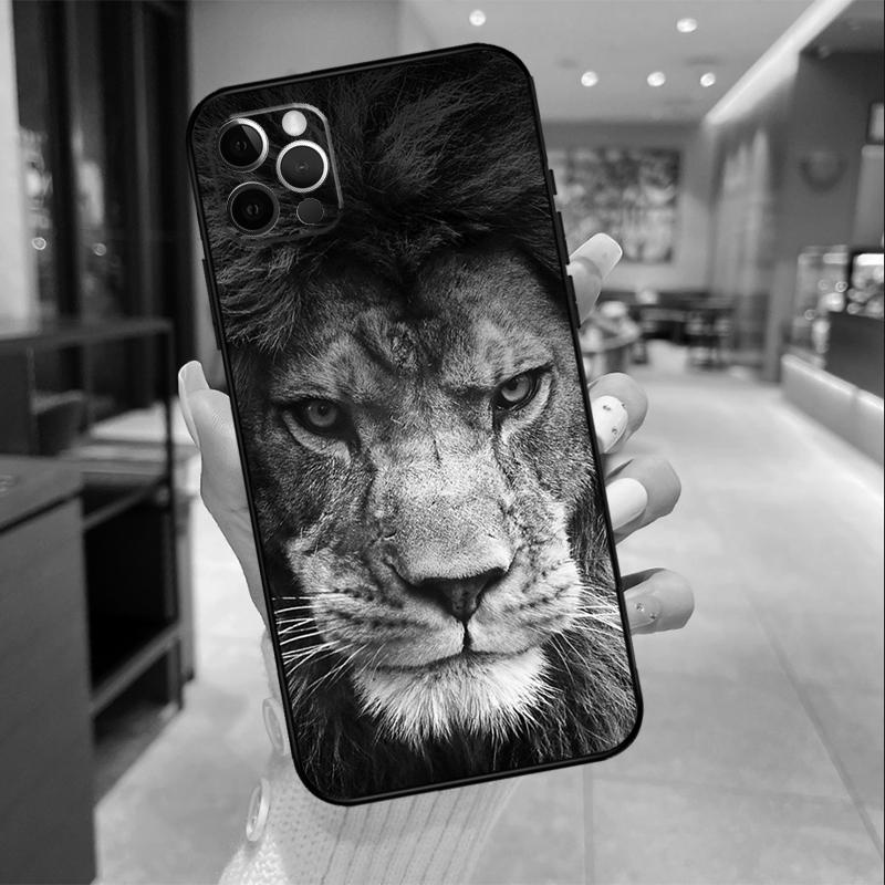 Чехол для телефона с изображением животного Льва Тигра Для iPhone 17 Air 16 14 13 11 15 Pro Max mini 15 16 Plus 16e Защитная крышка