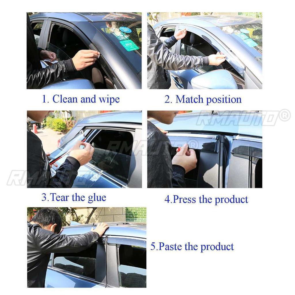 4PCS Front Car Window Wind Sun Rain Visor Deflectors Tinted Windows Shield for VW Golf 6th Gen MK6 2009 2010 20112012 2013