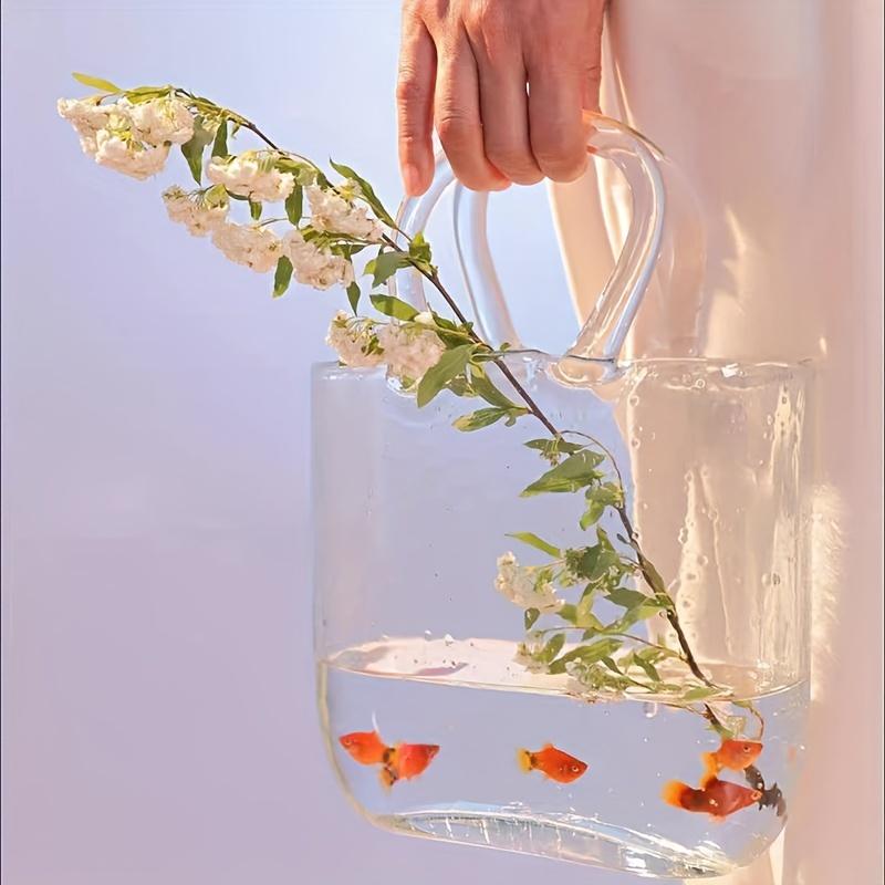 Elegant Geometric Handbag Vase - Chic Oblong Glass Decor for Hydroponic & Traditional Arrangements