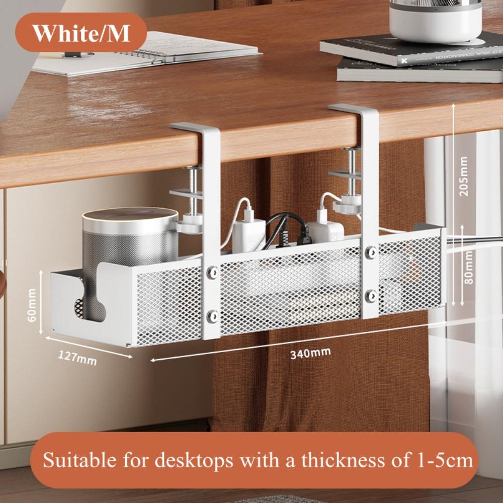 No Drill Under Table Storage Rack Shelf Desk Wire Organizers New Cable Management Tray