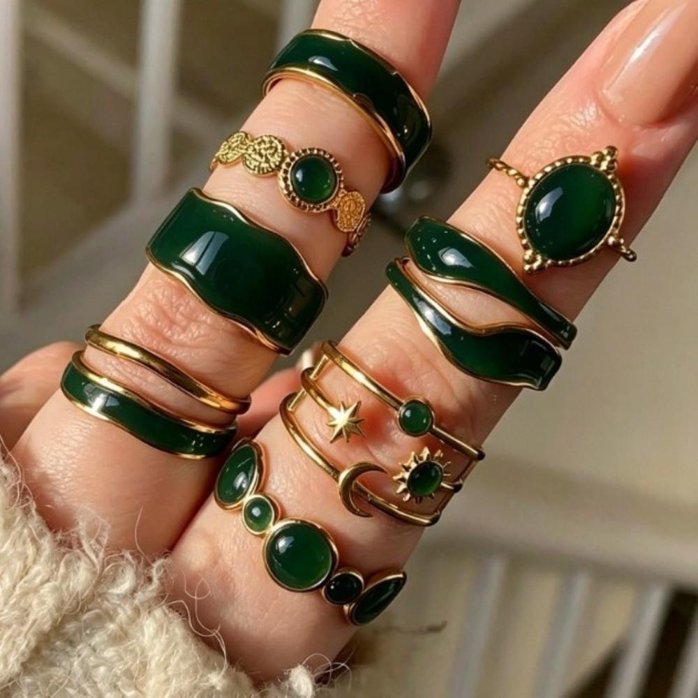 Irregular Finger Rings White Enamel Stacking Rings New Ring Set for Daily Wear Jewelry