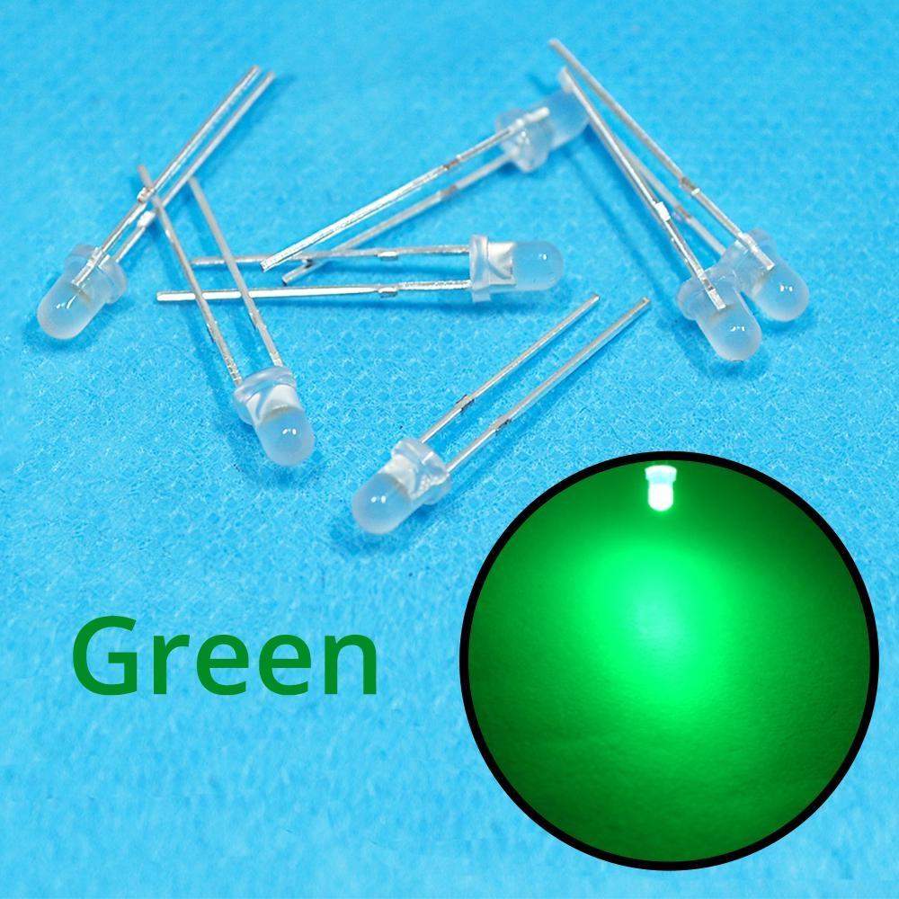 100 шт., белый, красный, синий, желтый, зеленый, 3 мм, рассеянный круглый светодиодный комплект, супер яркий свет, излучающий 6000-6500k, диодная лампа