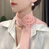 Elegant and Simple Solid Color Silk Scarf with Rose Design for Women