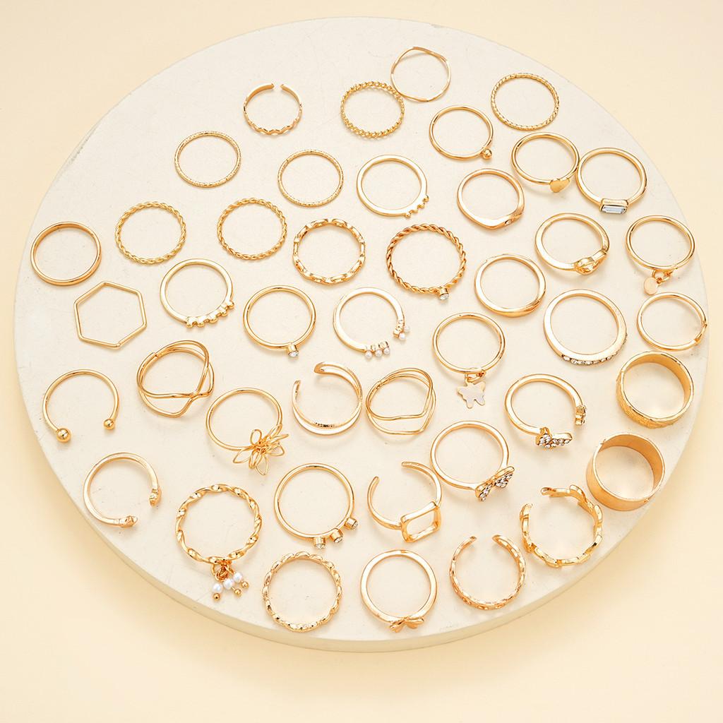 17KM Fashion Butterfly Heart Piercing Earrings for Women Elegant Crystal Artificial Pearl Hollow Ring Accessories Jewelry