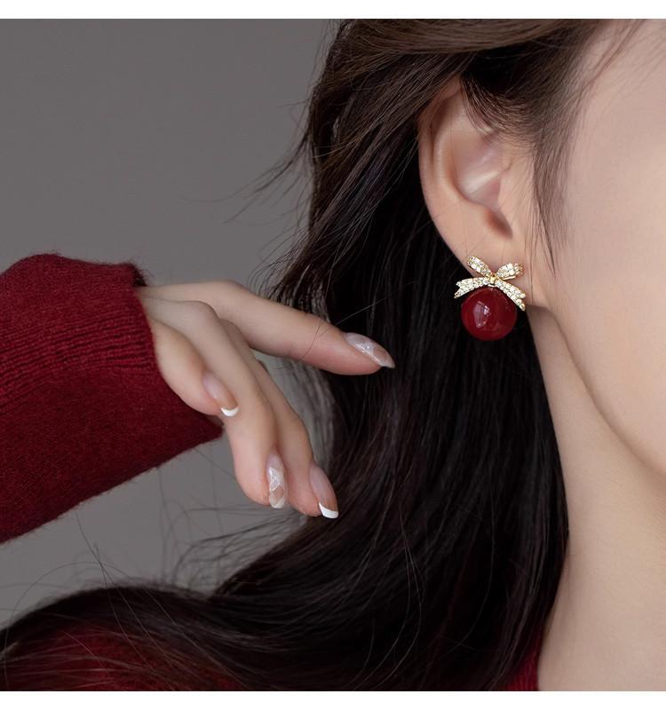 New Year's Red Earrings for Women