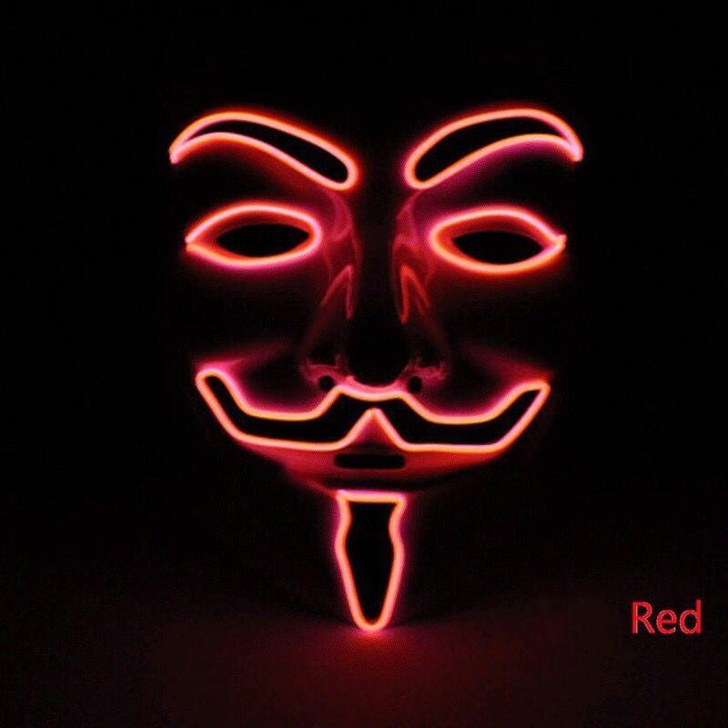 Led Party Masks V for Vendetta Anonymous Guy Fawkes Fancy Adult Costume Accessory Party Cosplay Masquerade Dress up Mask