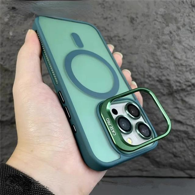 Роскошный матовый чехол для iPhone 15 Pro Max с магнитным креплением Magsafe для iPhone 11 12 13 14 16 Plus, защитная крышка с подставкой-держателем для объектива