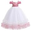 Girls Long Tulle Princess Dress Kids Party Gown 3-8 Yrs Christmas Performance Wedding